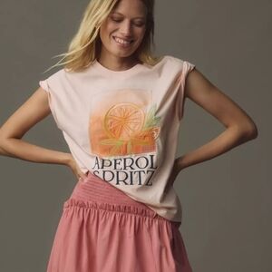 Anthropologie Aperol Spritz T-Shirt Size XL Color Peach travel Beach